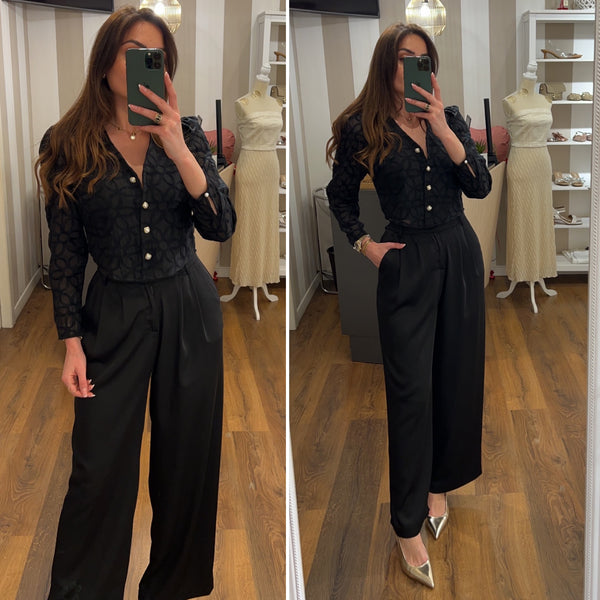 pantalone raso - NERO