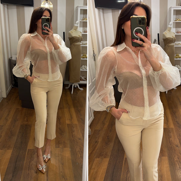 PANTALONE SIGARETTA - CREMA