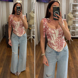 denim wide leg strappo - DENIM